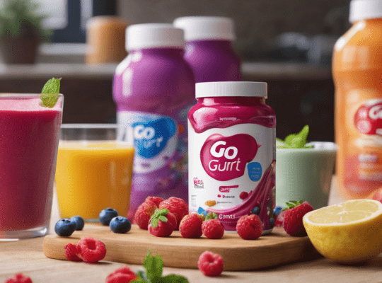 "A vibrant image of Go-Gurt packaging, prominently displaying a probiotic label with Lactobacillus bulgaricus and Streptococcus thermophilus strains. The convenient, on-the-go yogurt-based snack is captured in a visually appealing composition, emphasizing its role in promoting gut health and overall well-being."